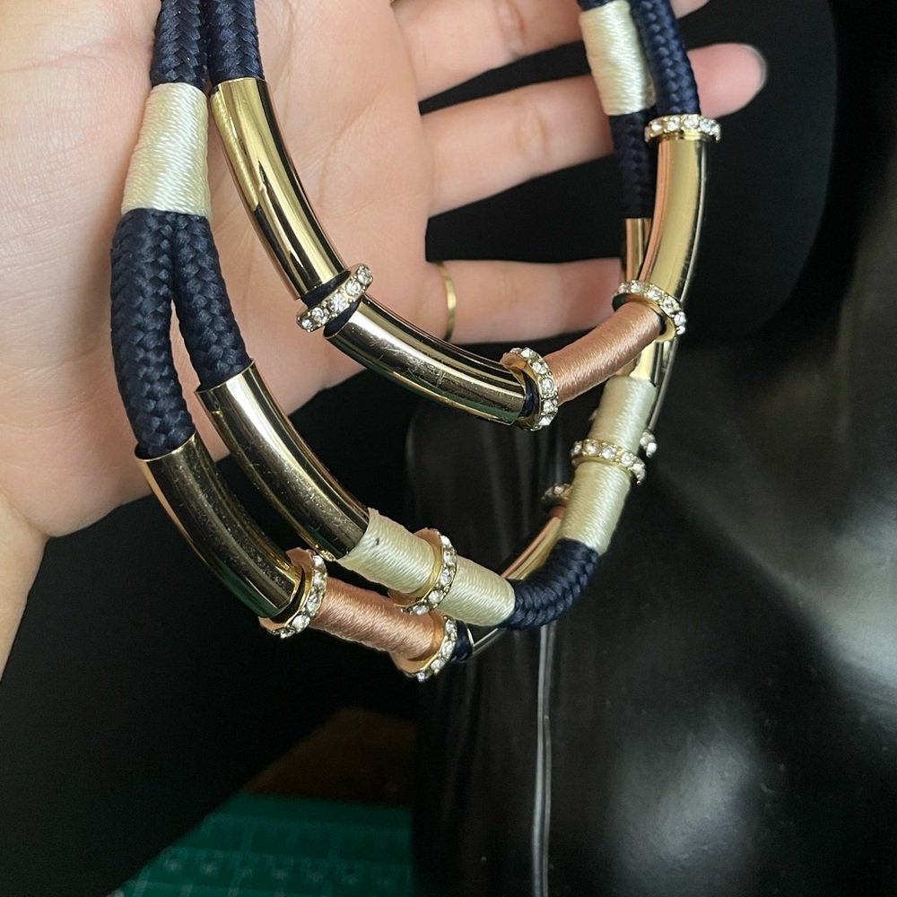 Ann Taylor Statement Multi Strand Braided Gold To… - image 6